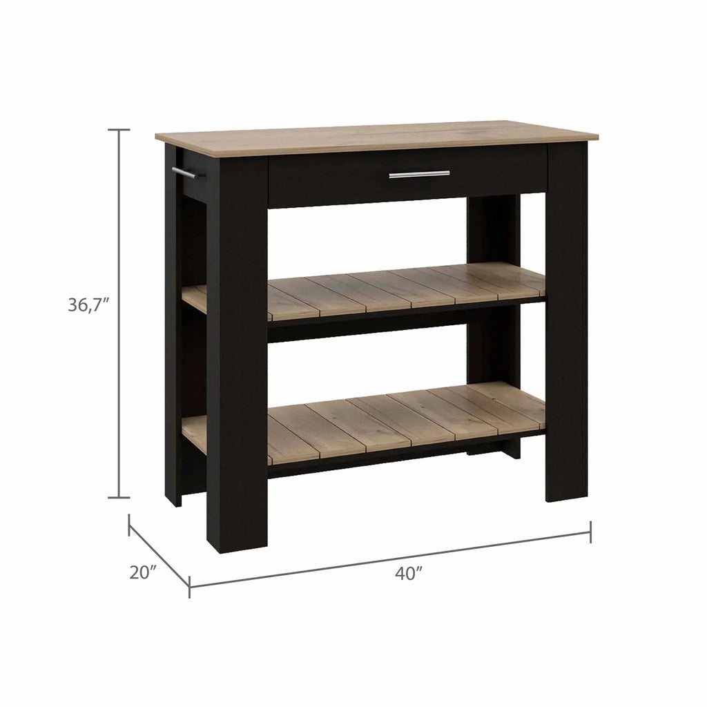 Kitchen Product Island, Assembled Boahaus Oak Light Reims / Height Wengue in, Black 37