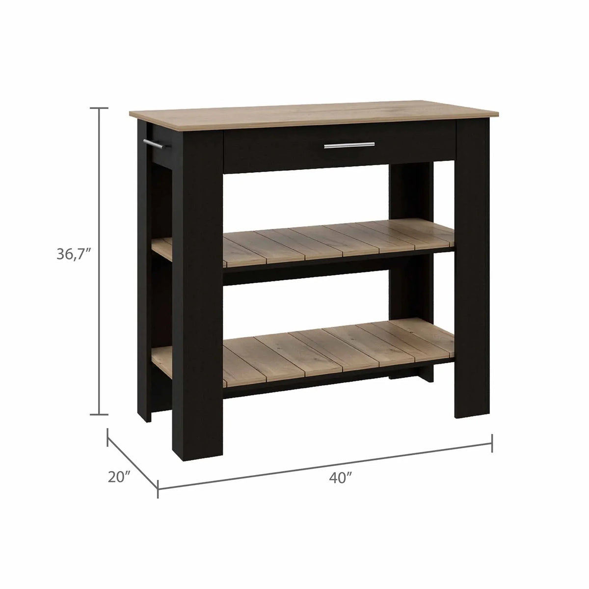 Kitchen Product Island, Assembled Boahaus Oak Light Reims / Height Wengue in, Black 37