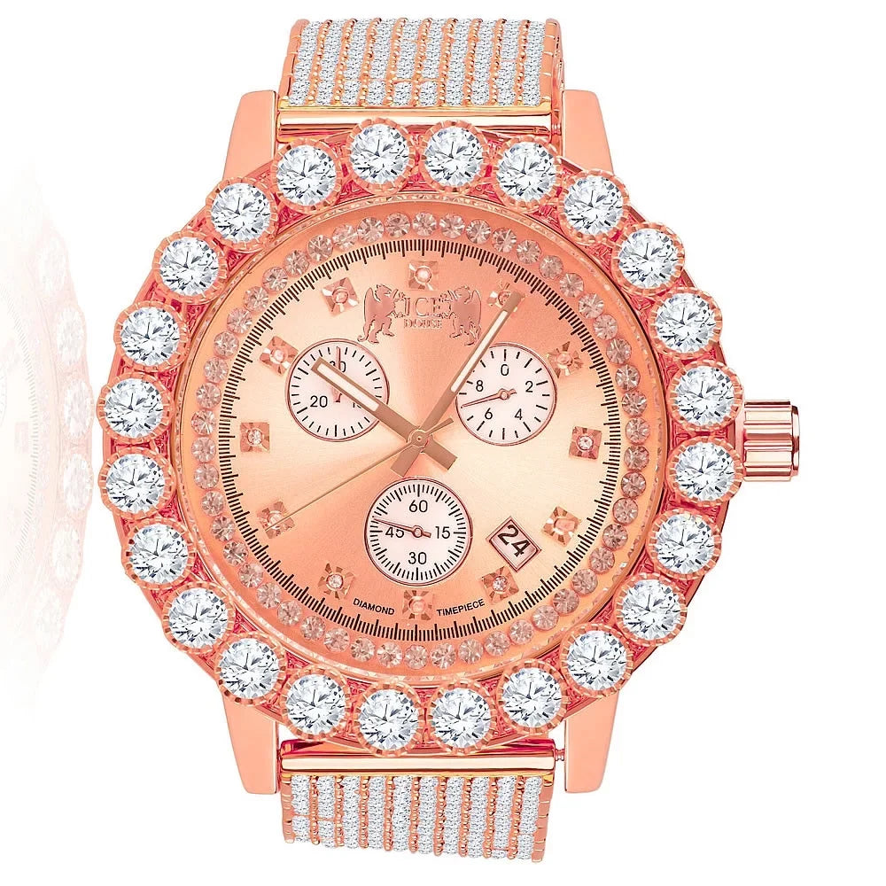 Rose Gold Diamonds Piece Function W/Date Celebrity Rodeo Tone Inspired Iced Watch Exclusive Jo Custom Lab Khronos Time Out