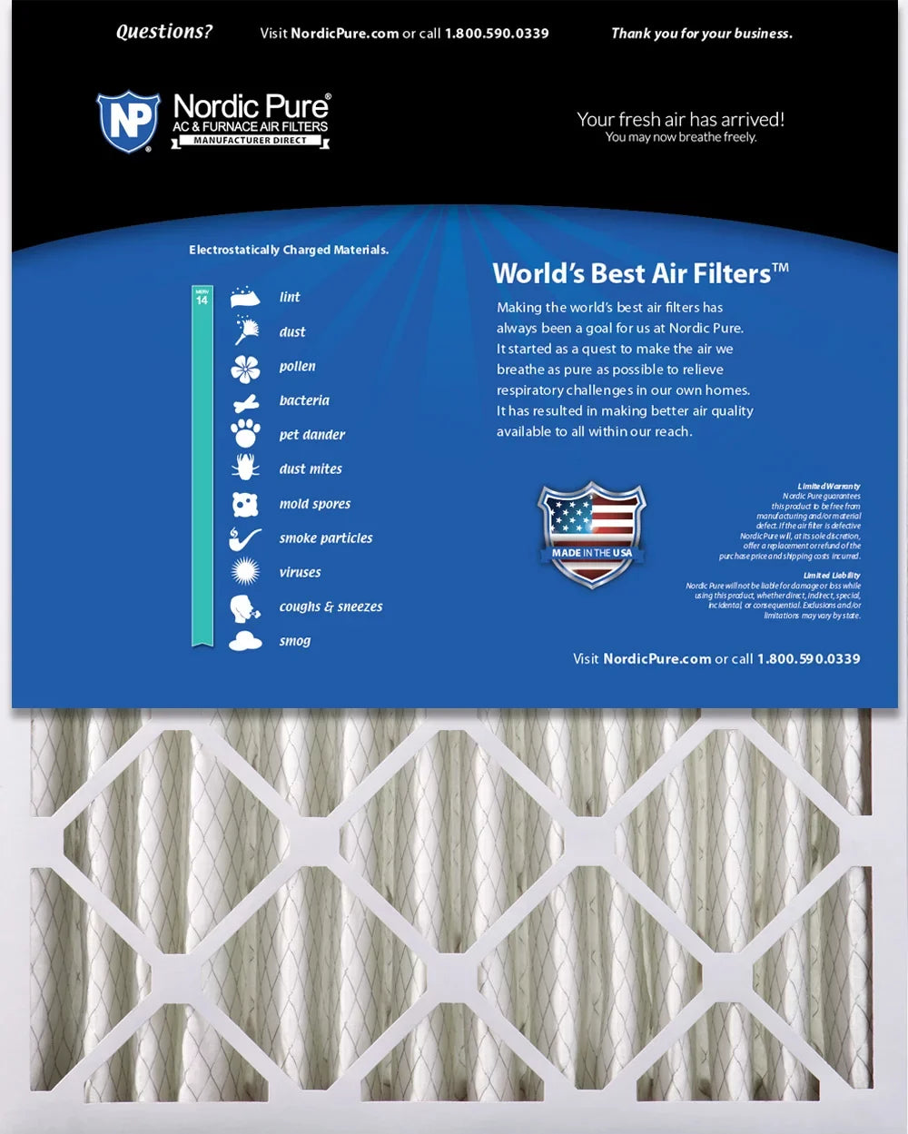1 MERV Pleated Filter (3 5/8) Air Nordic 28x30x4 14 Pure Pack