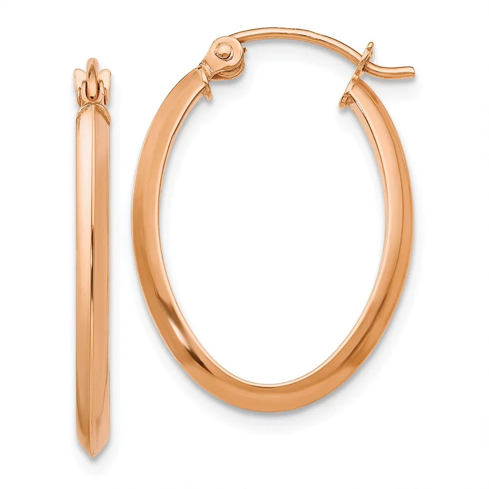 Teens; Gold Real 14kt for Earrings; and Women Tube Polished Oval Adults and Rose Men for