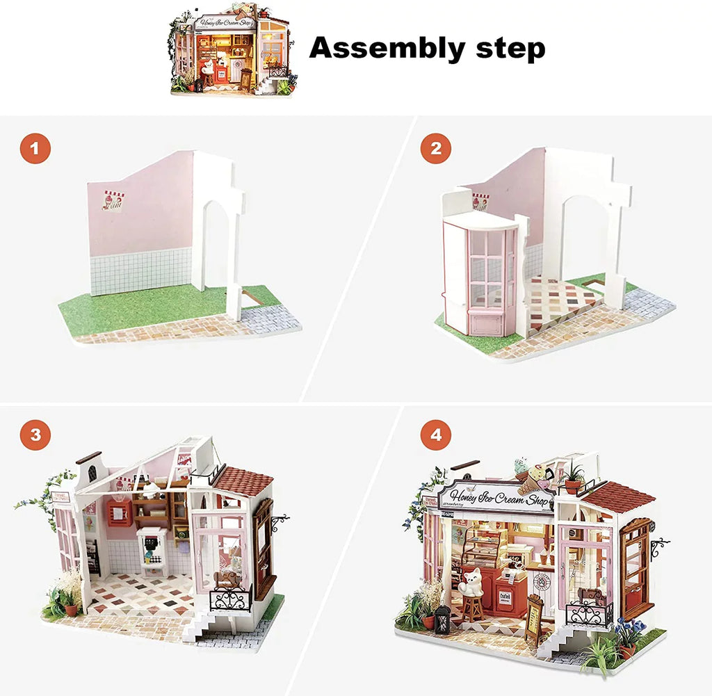 Kit Shop) Scale for Rolife DIY Decor Teens (Honey House Home Gifts Kit Adults Making Ice-Cream Tiny & Miniature 1/24 Dollhouse