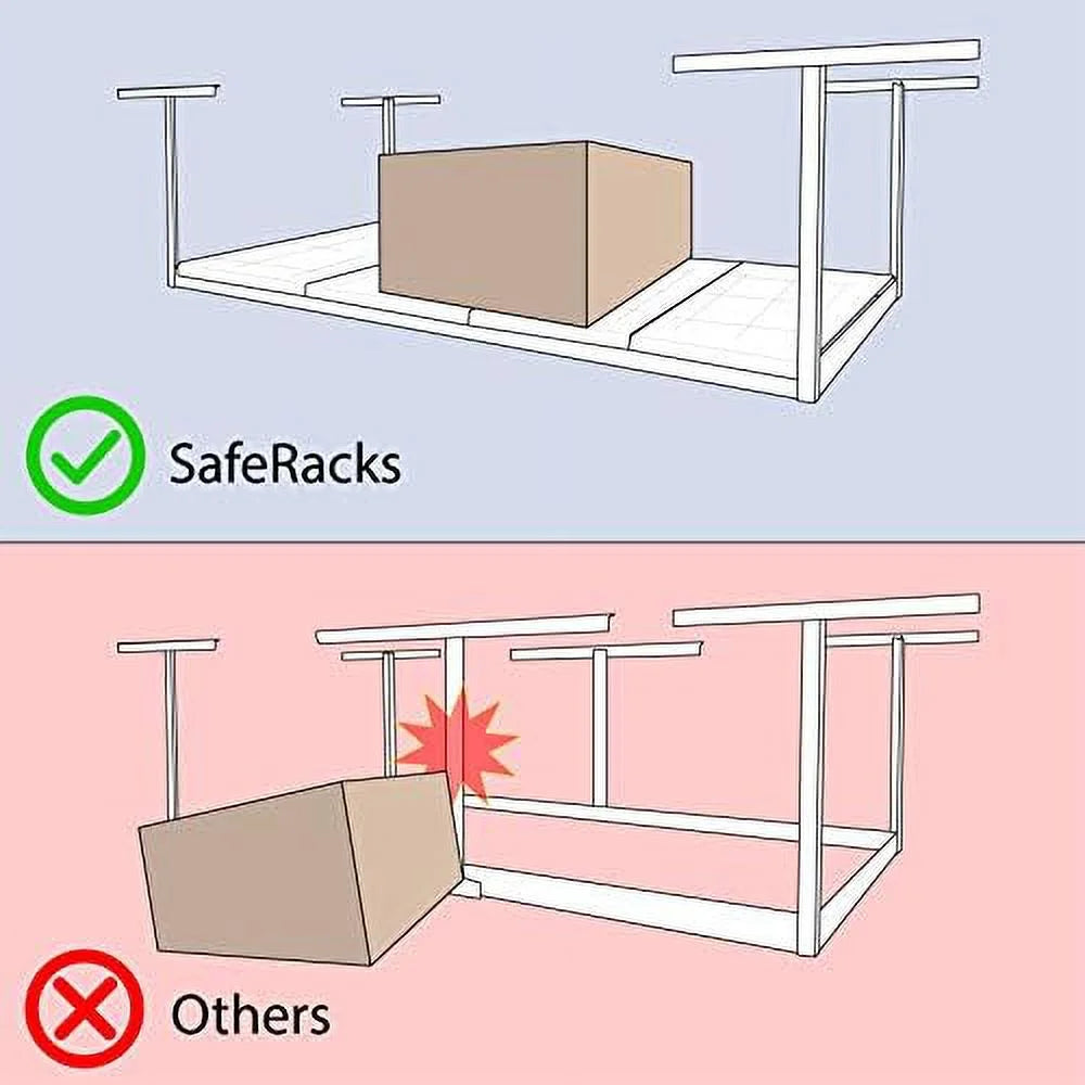 adjustable overhead 18"-33") 2x8 weight - pound - rack height 400 capacity rack (white, storage steel overhead garage storage