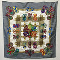 Accessory Carre90 DU (Good) CHEVAL Fashion Silk Gray LES RUBANS Pre-Owned HERMES Ribbon Horse Ladies Scarf