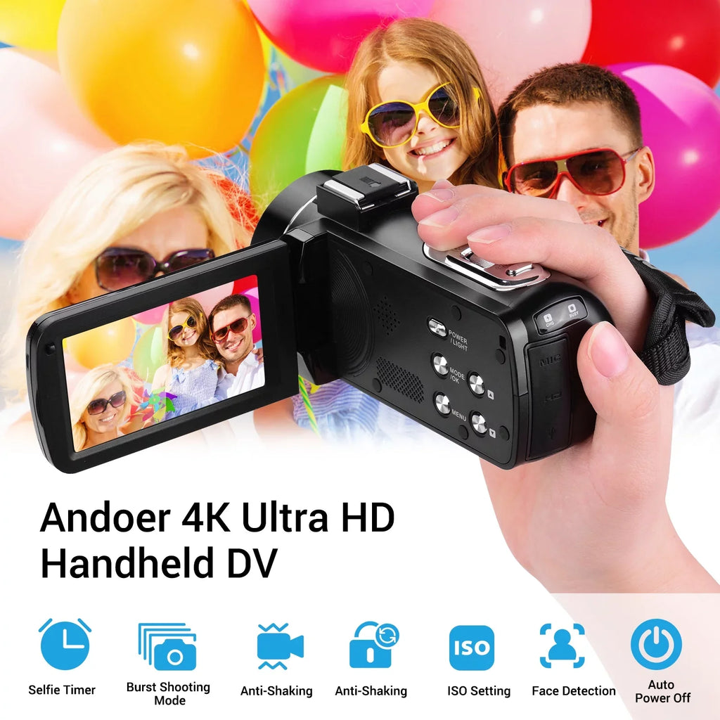 Sensor -Shaking Video DV Professional Microphone Handheld Andoer IPS with 4K Mounting Burst Shoe Camcorder for 3.0 Digital Function Inch CMOS Hot