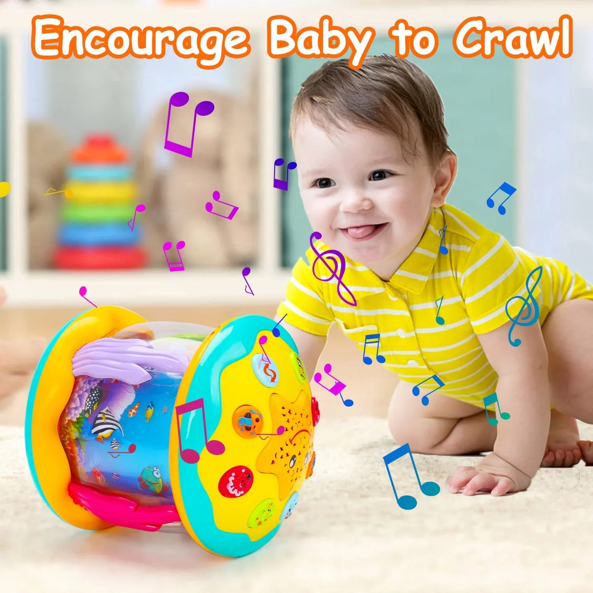 Projector Months Baby Musical 4 ISHANTECH 12 1 Rotating Up Toys to Ocean Toys Light Crawling in 6 Tummy Time Learning