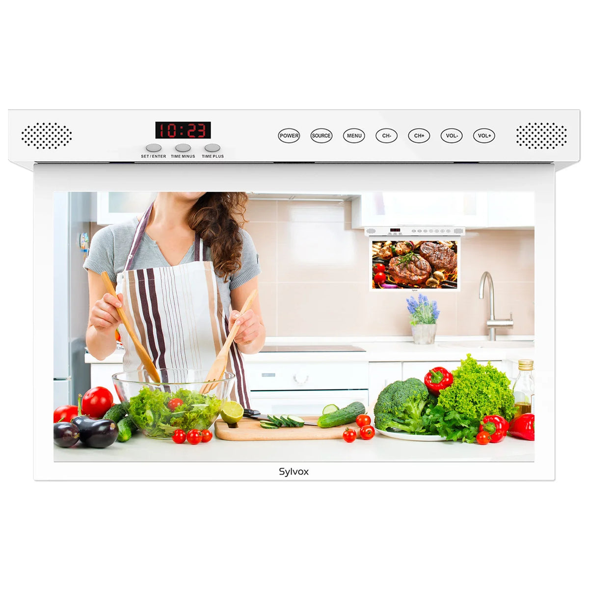 Sylvox Under 11.0 Foldable Kitchen Supports Flap Android Cabinet Bluetooth WiFi 15.6" TV down Smart TV Timing TV