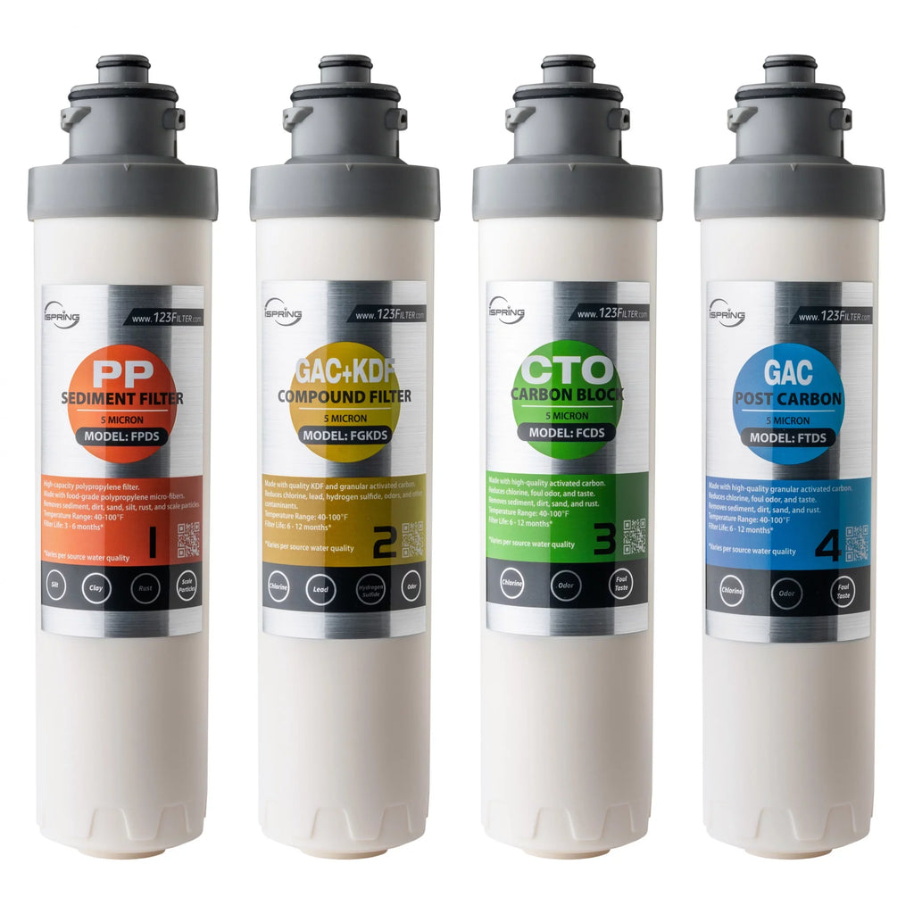 and Post (Pack for Block Cartridge Filter of DS4B Set Filter Sediment F4DS Replacement 1) Carbon Filter iSpring & Filter, Supply 6-Month Compound Filter, Pack DS4S, Carbon