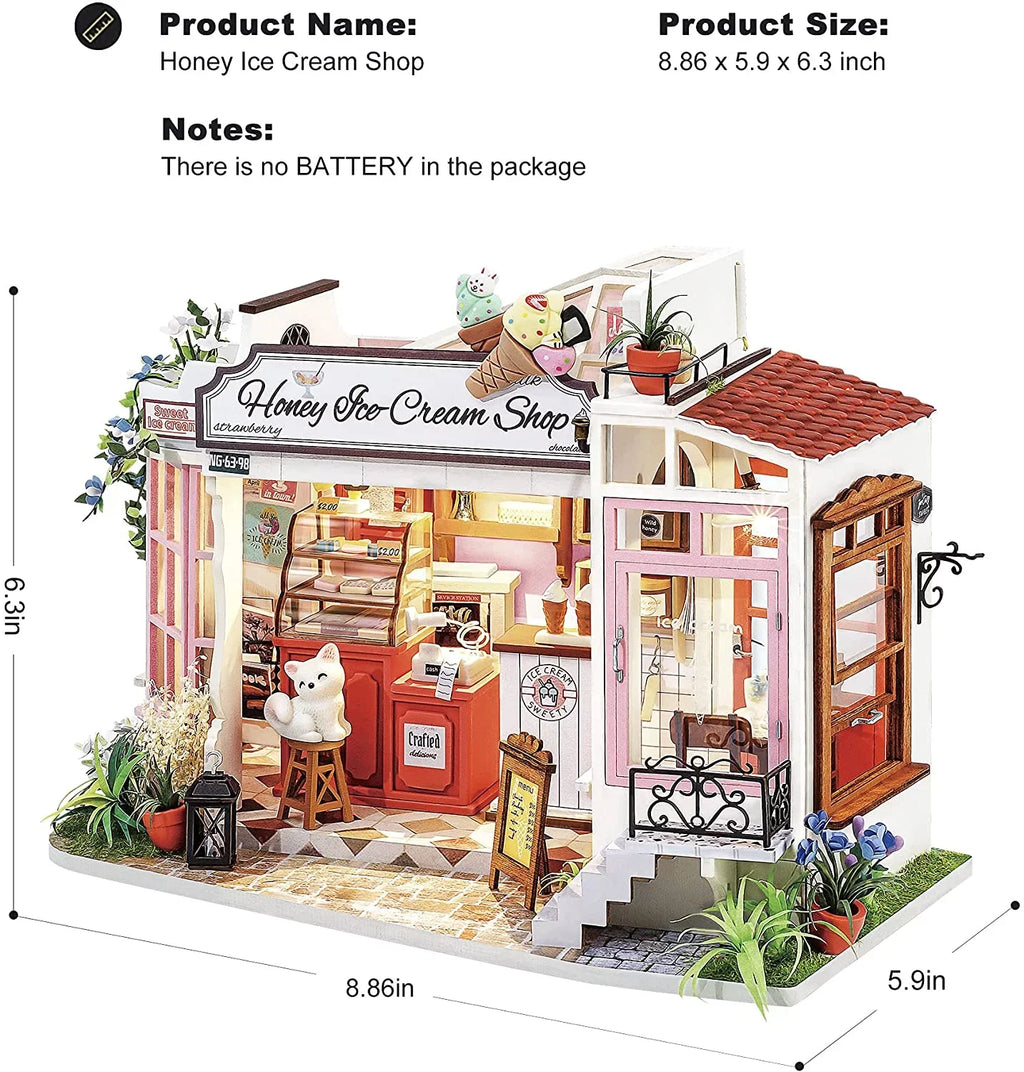 Kit Shop) Scale for Rolife DIY Decor Teens (Honey House Home Gifts Kit Adults Making Ice-Cream Tiny & Miniature 1/24 Dollhouse