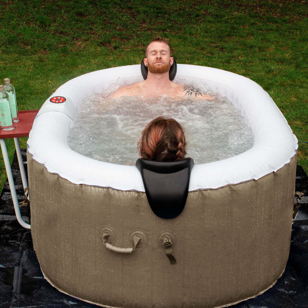 with Inflatable Tub Hot 2 145 Person Jetted Gallon Brown Cover ALEKO Oval