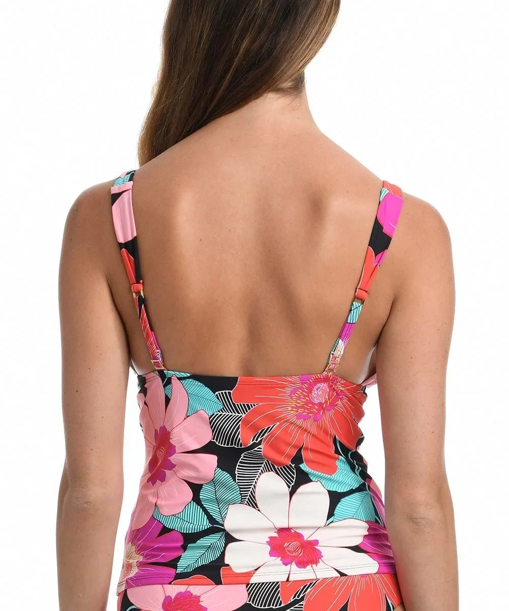 Women's Pink Tankini Top Trim La Swimsuit Size Knot 6 Blanca