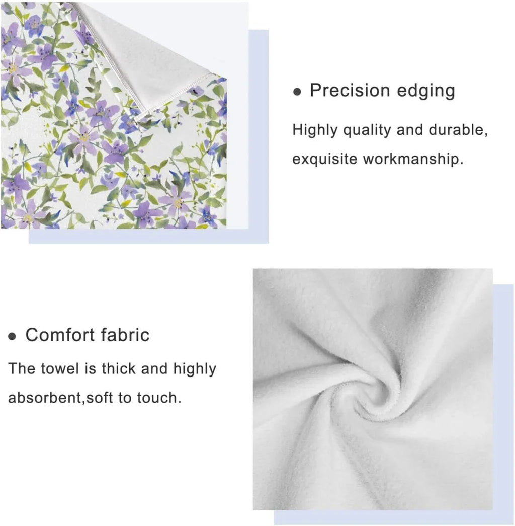 Wellsay 1 Purple Spa Bath Quick Beach Hand Soft for Bathroom Bathroom Flowers Set Absorbent & Towels, of Washcloth) Set Highly Towel Towels 3, (1 Towel, Bath Dry Set 1 Towels