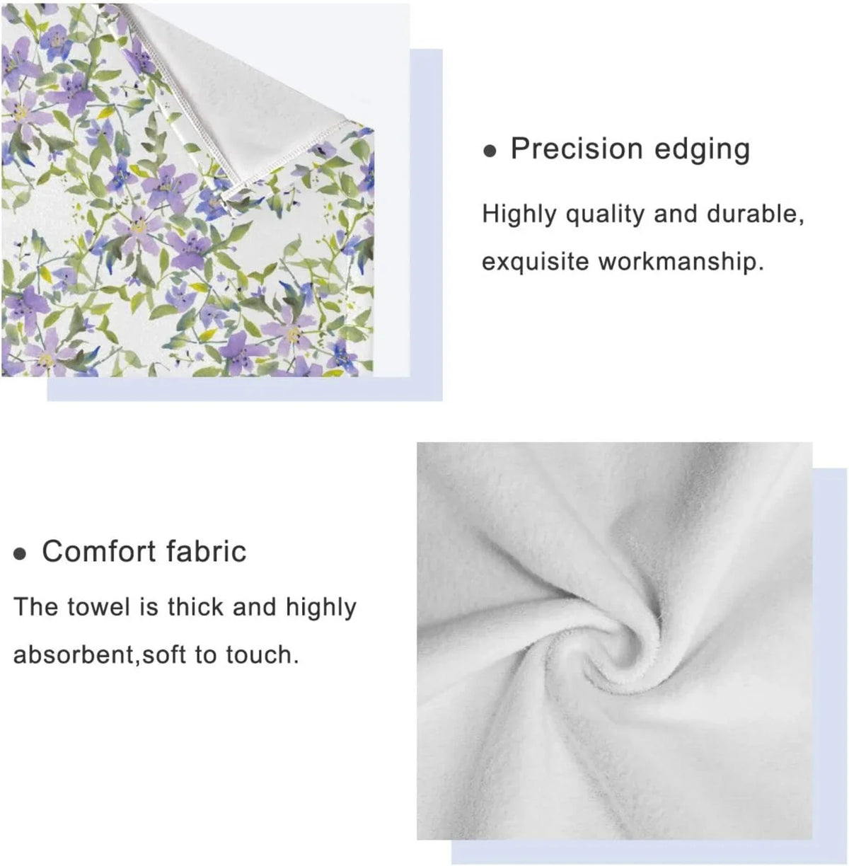 Wellsay 1 Purple Spa Bath Quick Beach Hand Soft for Bathroom Bathroom Flowers Set Absorbent & Towels, of Washcloth) Set Highly Towel Towels 3, (1 Towel, Bath Dry Set 1 Towels