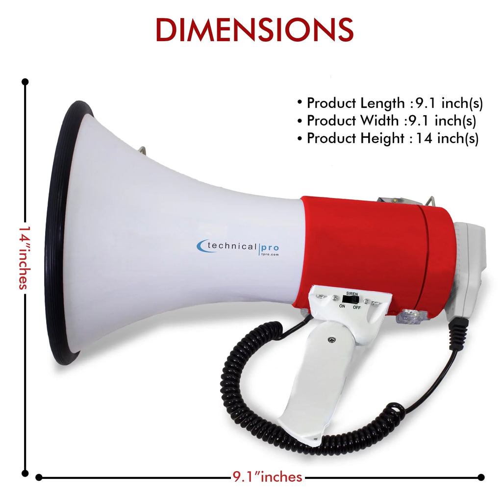 Police Outdoor Detachable Bullhorn Professional leading w/ Siren, - Speaker PA Megaphone Technical Red Pro Detachable And Microphone, Portable Voice Cheer Strap for Lightweight 75-Watt