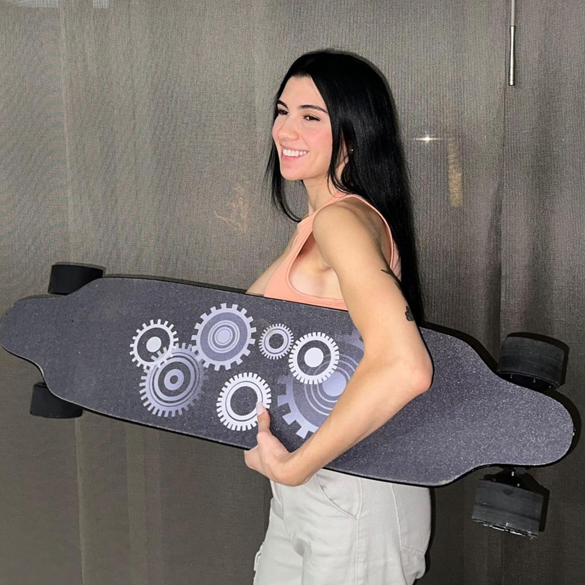 Electric Electric 15 Speed Mph 25 Remote & with Miles 1200W Range, Motor, 4-Speed Longboard Skateboards Modes and Control Top Skateboard,BRC