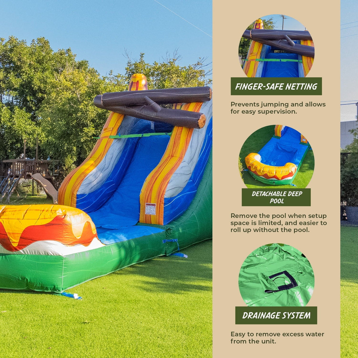 XJUMP Splash Slide T-Rex Kids Adults Combo Commercial Dinosaur for Water Air and Bounce Pool Blower), Inflatable Grade House (with with
