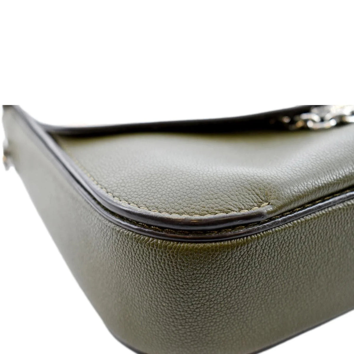 Bag Khaki Saddle Shoulder LOUIS Calfskin Very Green Pre-owned Leather VUITTON