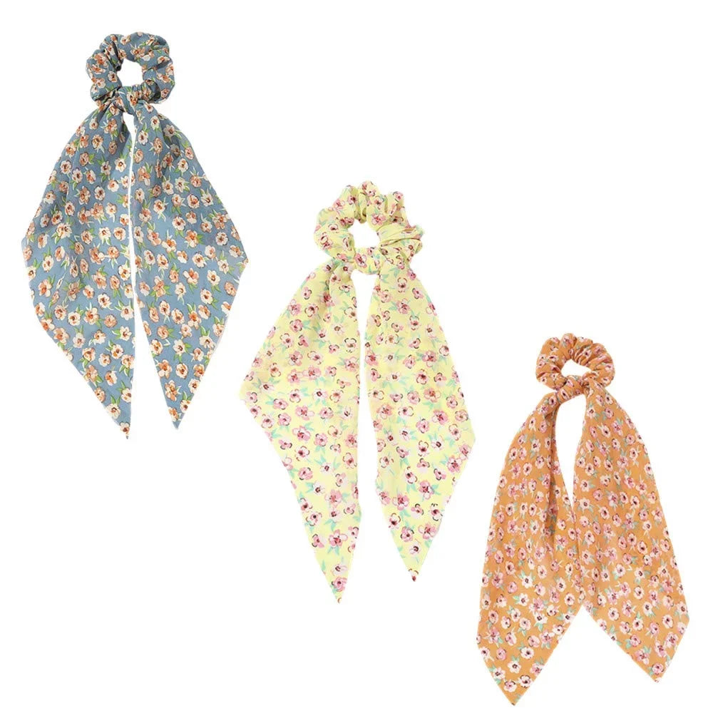 Holder, Polka Hair Girls for Dot Tails Scrunchy, 3 Bands, Women Scarf Scarf Satin Elastics Packs Scrunchies, Hair (Style12) Long Scarves, Bowknot Flower Silk Donut Daisy Ties Ponytail Hair