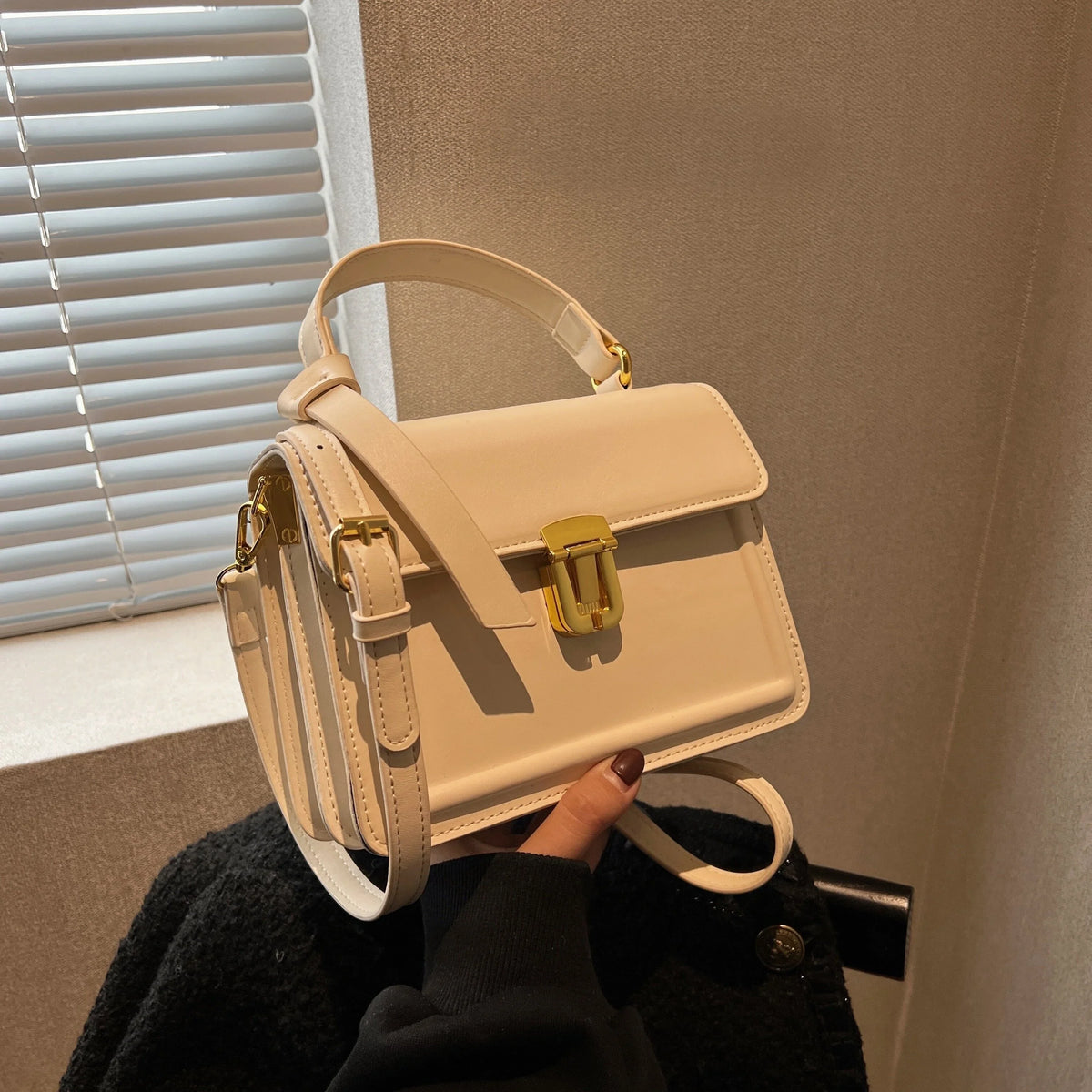 Purse Inch For Women Leather Crossbody (7.9*5.93*3.16) Decor Faux Junior Flap Buckle Bag, Square Handbag, Trendy