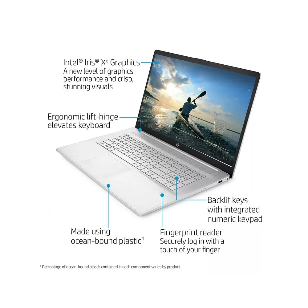 Iris Windows Intel Laptop Xe 32GB FHD 2021 Card Silver, 17.3" HD Core HP 11th USB Computer, Generation SSD, Intel Webcam, 32GB i7-1165G7, OS, RAM, Graphics, HD Backlit Keyboard, Audio, PCIe IPS 1TB