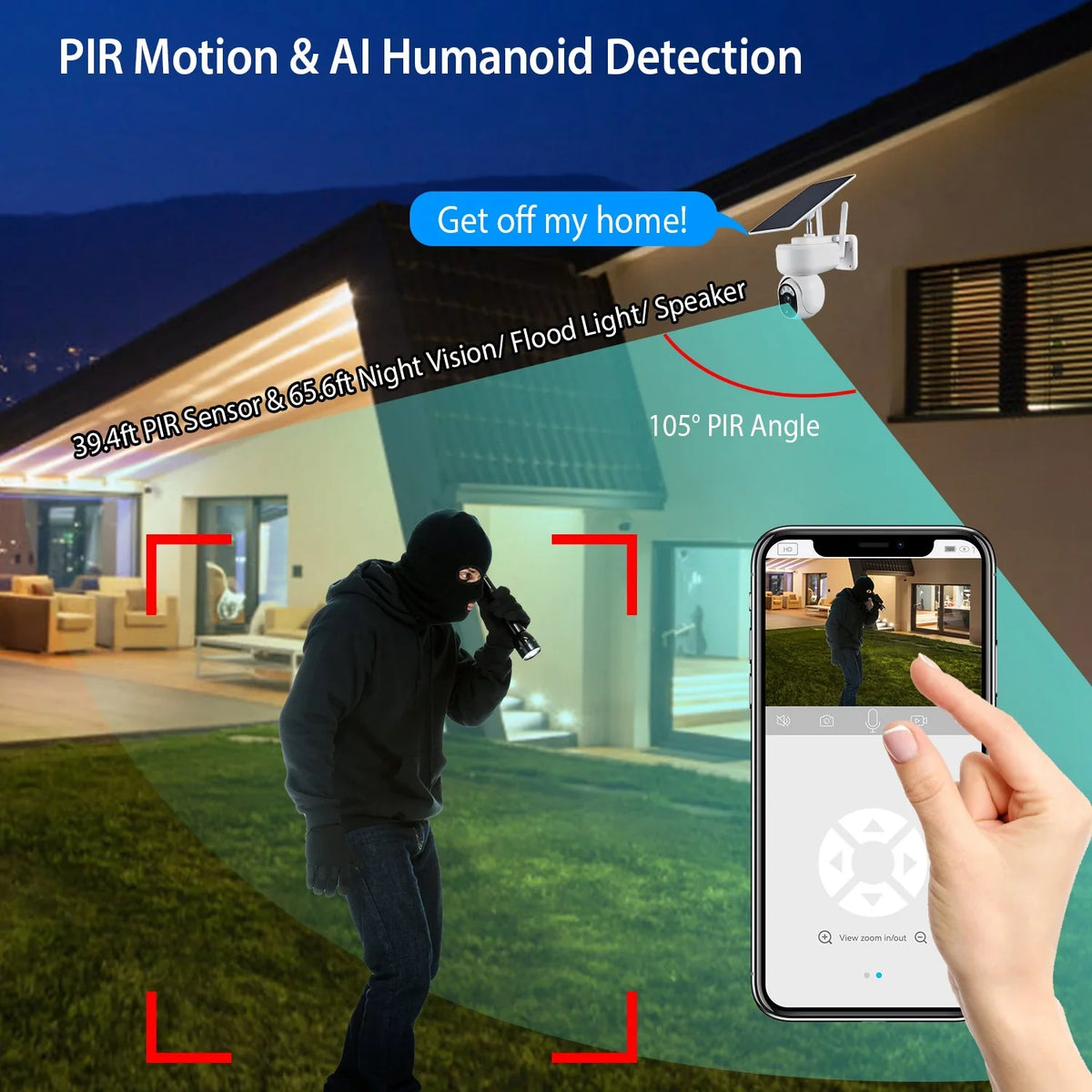 Camera Color Outdoor Battery WIFI Powered Audio Night Home Camera 1080P Siren Light Vision Detection Surveillance for Human iMounTEK Flood Wireless Security Solar 2-Way