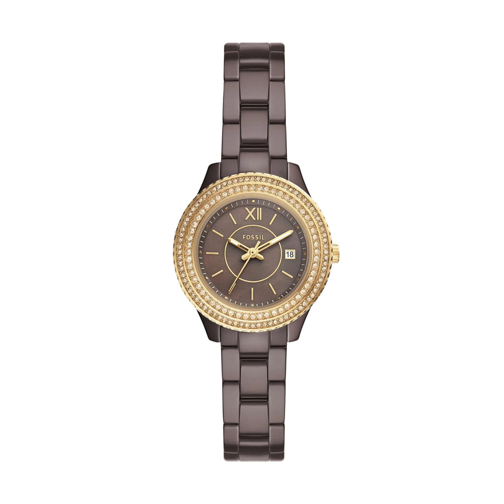 Watch Three-Hand Stella Date Brown Ceramic