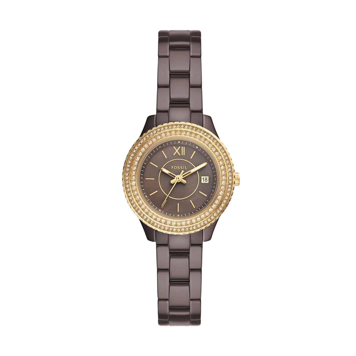 Watch Three-Hand Stella Date Brown Ceramic