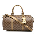 (Fair) Canvas Authenticated Fabric Coated GG Gucci Pre-Owned Unisex Satchel Brown Joy Crystal