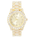 Numerals Iced ST10327LA (Gold-Gold) Raymond - Big Rocks Fully Out Blinged Dial Hop Roman Charles Women's with Hip Out Wristwatch