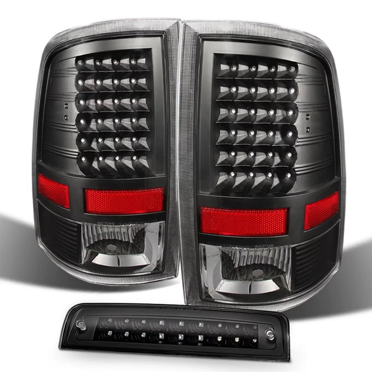 Lamp 2500 2009-18 1500 3Rd Black Taillights | Pair + Dodge Ram LED Pickup For Ram 2010-18 3500 Brake LED AKKON -