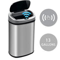 Office Can Touch-Free Trash Waste with Steel Automatic Silver Motion Home, Lid, Anti-Fingerprint Bin Designed Kitchen for Garbage Stainless Gallon NiamVelo Can with Sensor, 13 Mute &