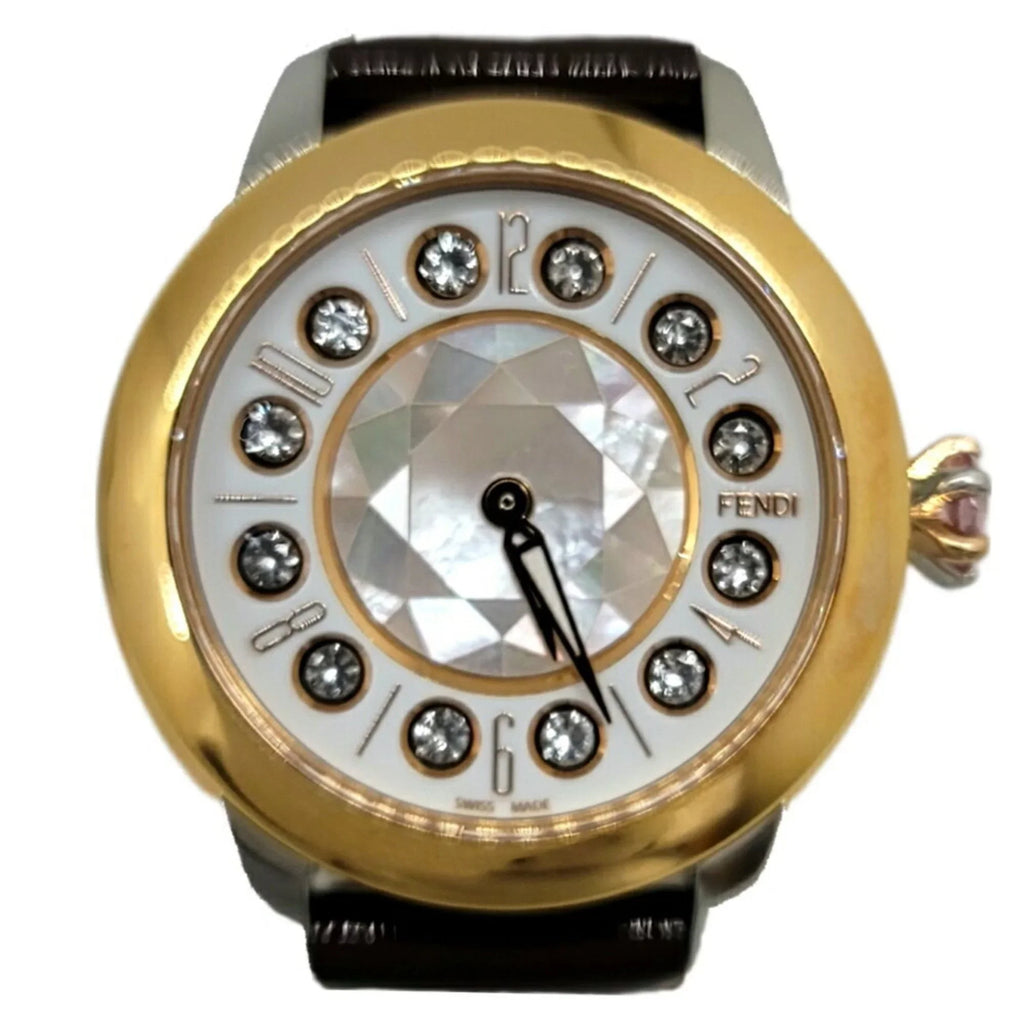 Colors Quartz Spinel Enamel 3 FENDI Eye Women's Topaz Shell Pre-Owned Brown Watch New) Black SS Fendi Fashionable Clock Shine Belt (Like