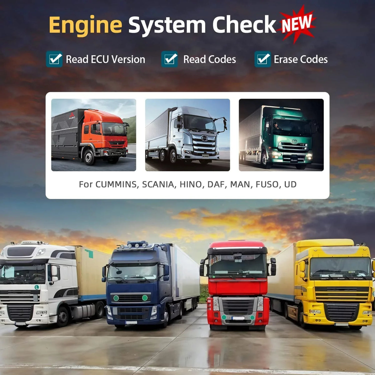 Fuso, Code RD801 1 Romondes Tool UD Auto , & for Scania, Diesel Scanner OBD Check OBD2 Truck 2 Cummins, Truck Heavy DAF Tool OBD Car Engine Diagnostic in Hino, Man, Reader HD Scan EOBD Scanner Duty