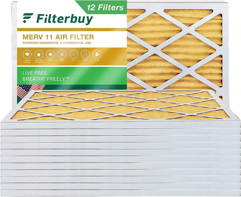 Pleated AC (12-Pack) Furnace MERV 11 Filterbuy HVAC Air Filters 10x20x1