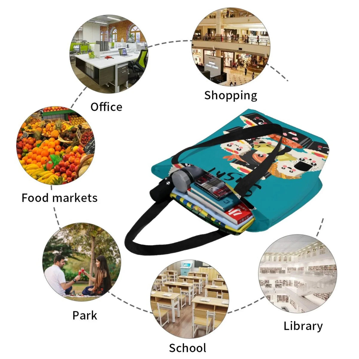 Handbags Women'S Shopping Capacity Sushi Love Bag,Shoulder I Tote Bag Bag Hobos Lukts Large