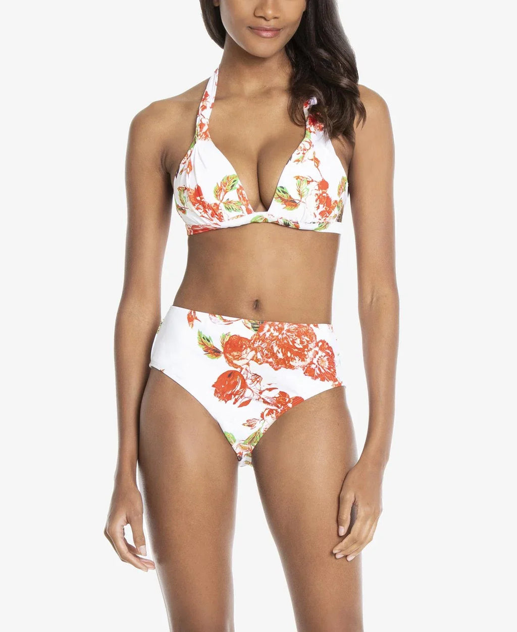 Bikini Rachel US Top, FLORAL WHITE Swim Medium Halter Roy