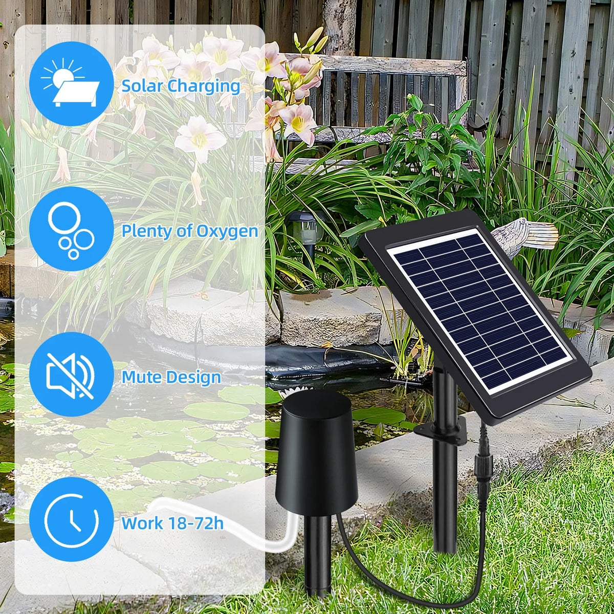 Aerator 3 Pond with Andoer 4W, Stock Modes, Powered Solar Air Pond Pump,