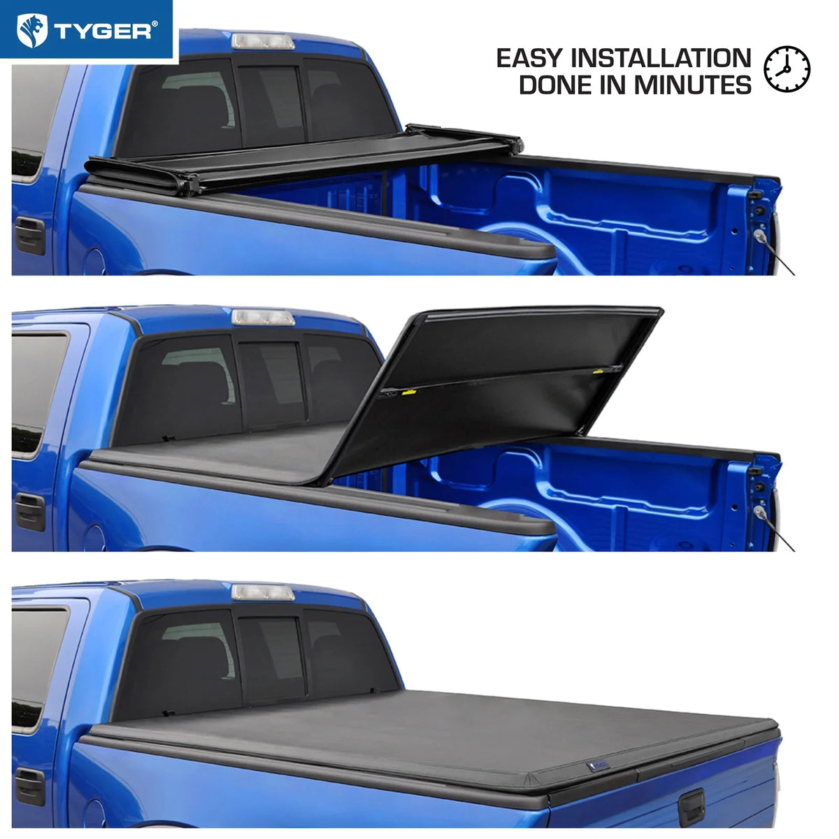| 6.5' Bed Vinyl Tundra T3 Tyger TG-BC3T1033 | Toyota Cover Truck Compatible 2007-2013 with Tri-fold | Tonneau Bed Soft Auto