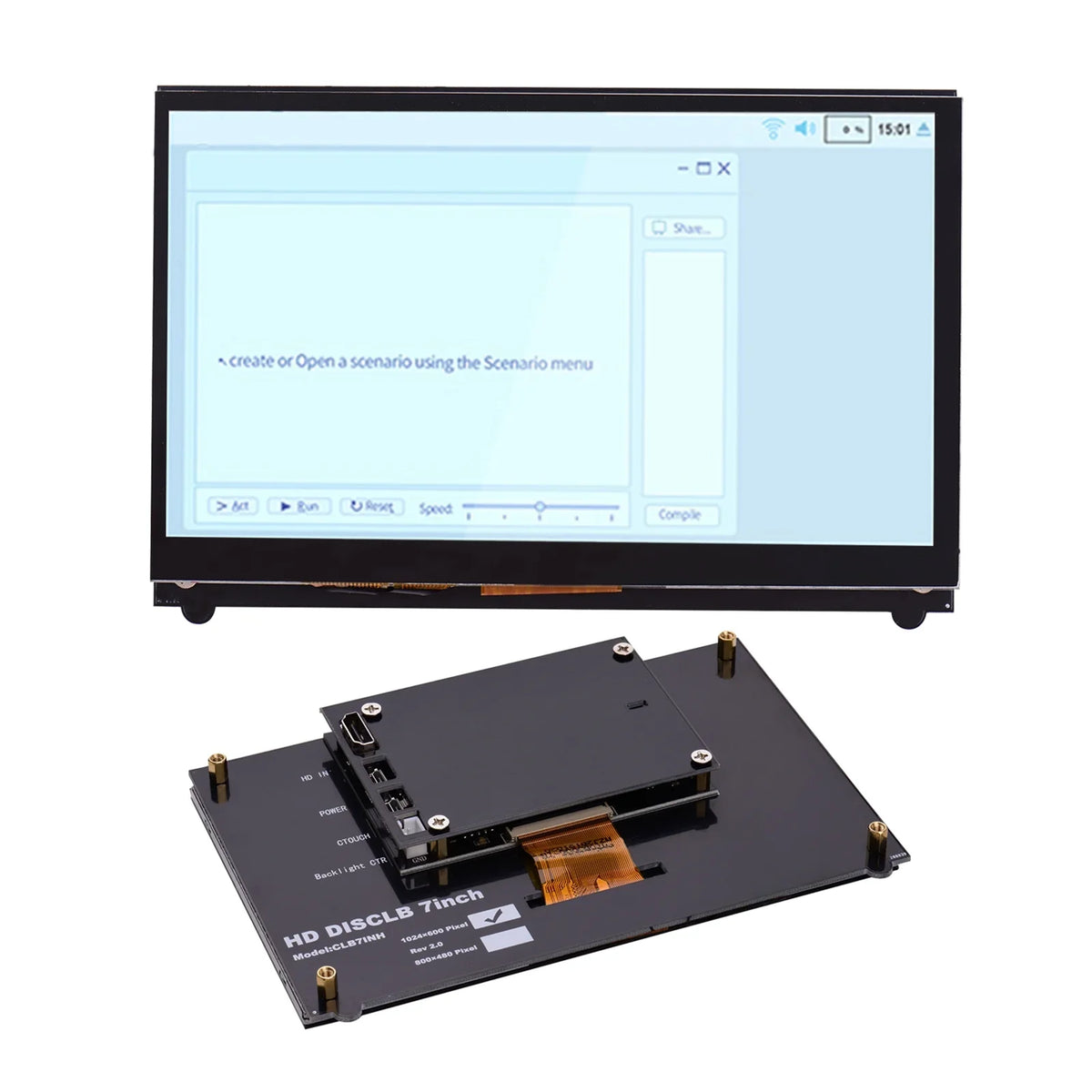 7 Tool Display, Raspberry IPS for Touchscreen, USB Inch Pinnaco Portable with Pi Capacitive Interface