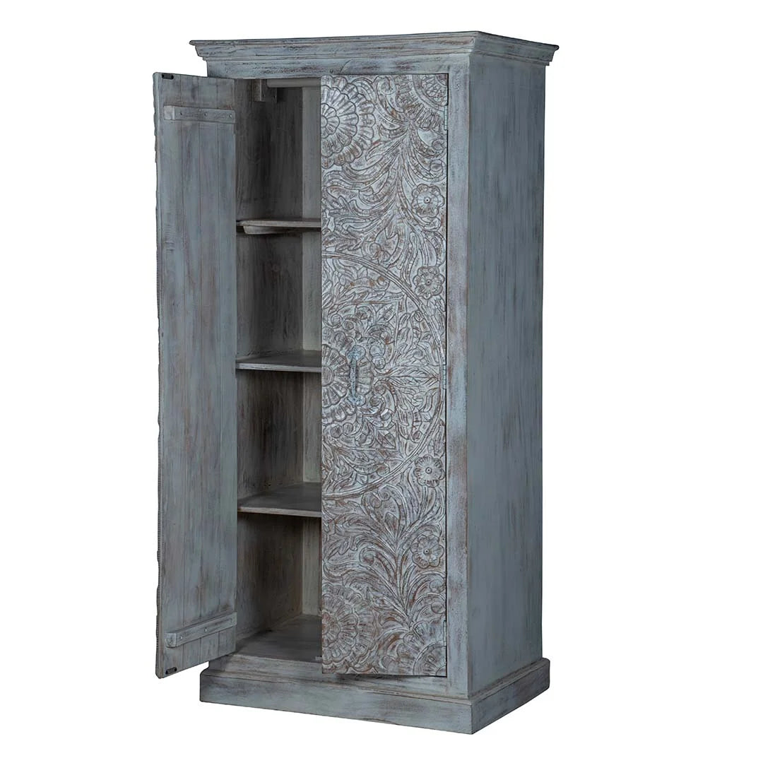 Chic Carved White Maadze Wardrobe Shabby