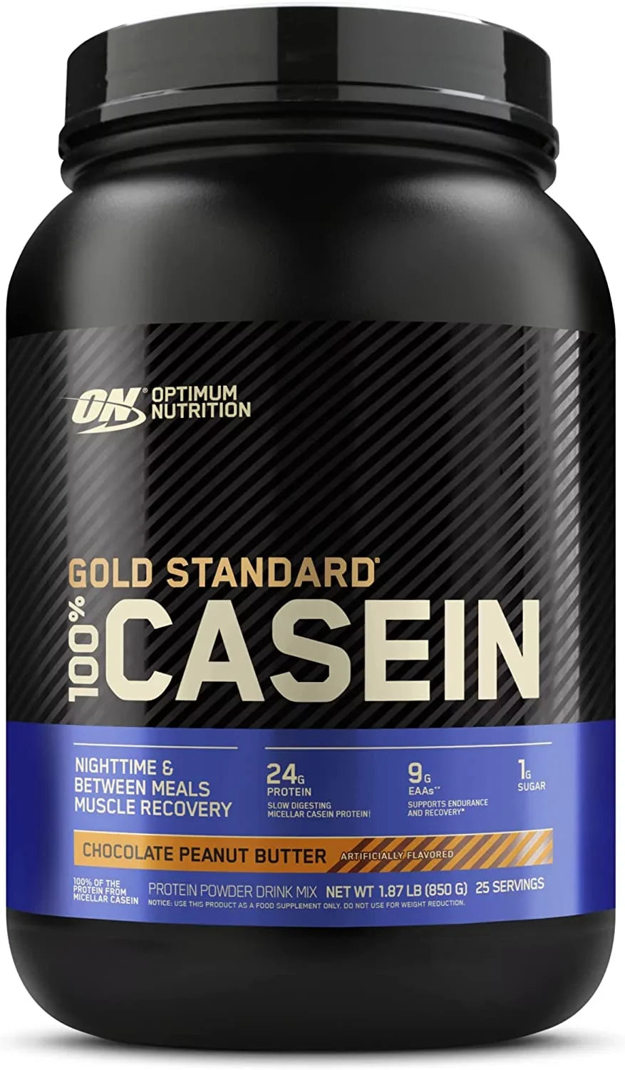 Chocolate Casein, 100% Protein Gold Nutrition, Standard Powder, 1.87 Peanut Optimum 24g Butter, lb