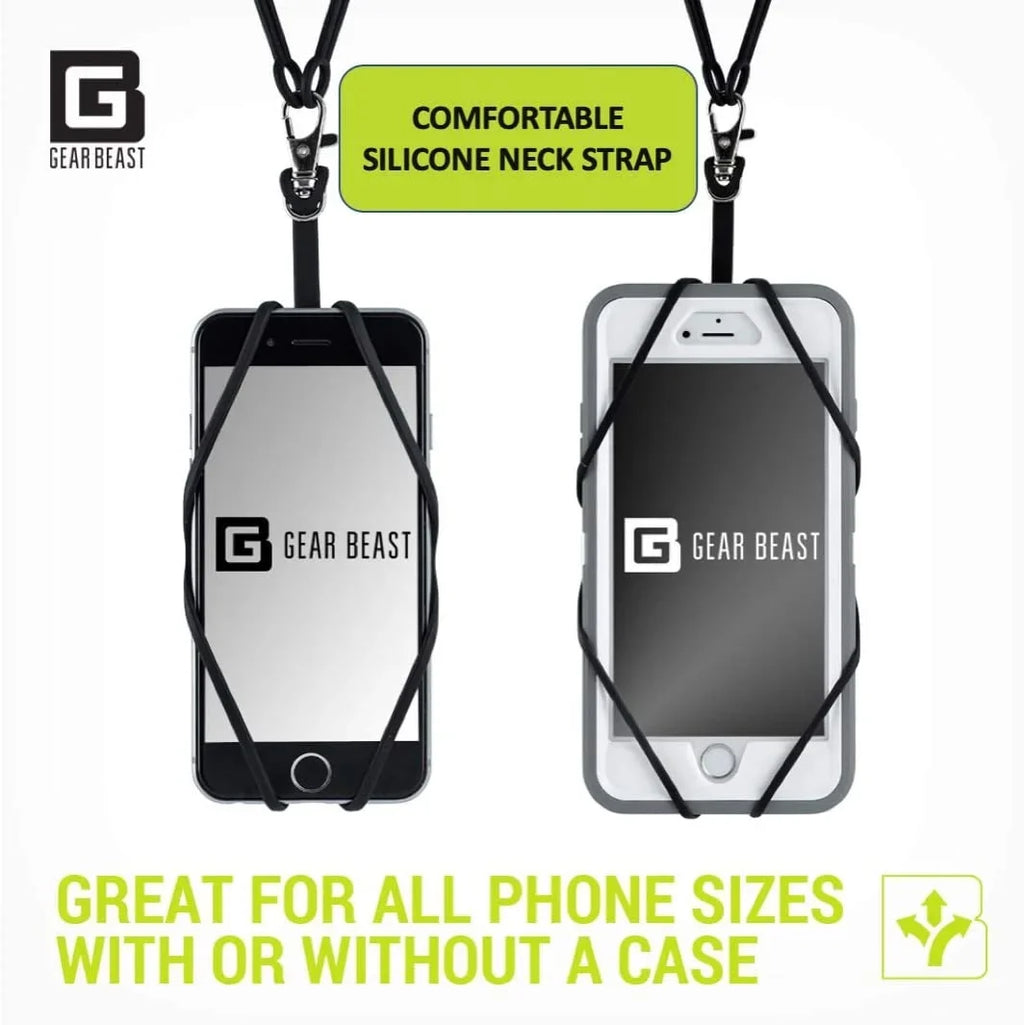Cell Holder Gear - Phone Compatible Neck Universal - and Beast Smartphones, Silicone Neck Most Lanyard Strap Pocket Arcadia with Phone w/Card