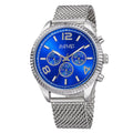 Quartz Men's Time Silver-Tone Stainless Dual Bracelet Steel Multifunction Swiss Watch