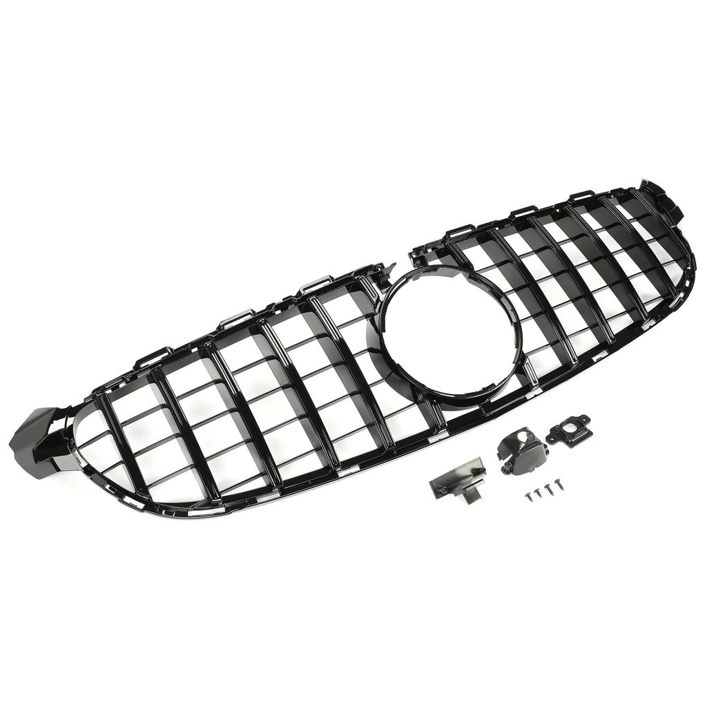without Model Painted C63 Cover 2015 Front W205 for 2016 2018 AMG with S Bumper Benz for Camera 2017 Kojem Black Both Mercedes Or Grille