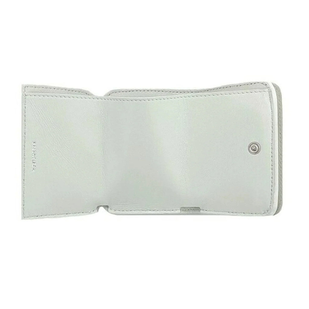 Trifold Balenciaga Wallet Mini White 593813 Logo Everyday Leather