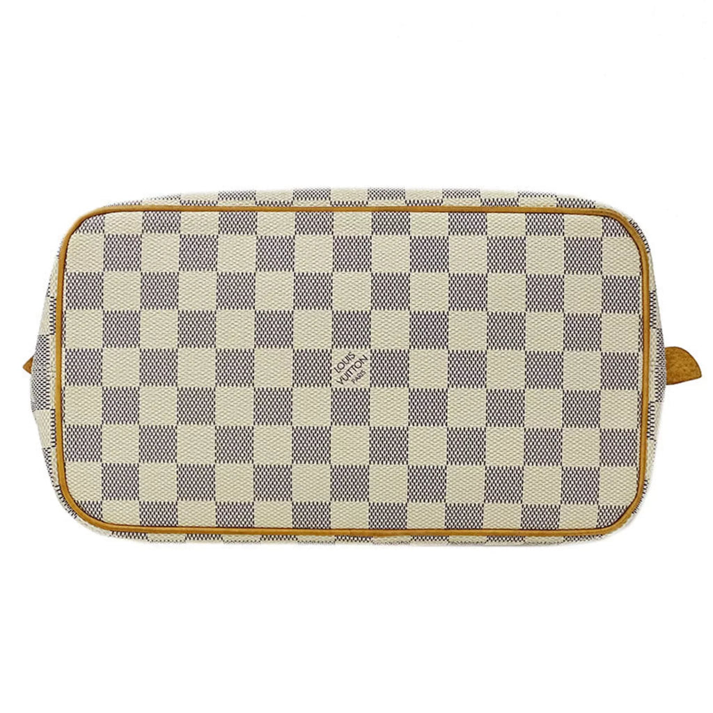 N51186 Louis Ladies PM Vuitton VUITTON Used Saleya Tote Handbag LOUIS Damier Gray Authenticated Azul White Bag