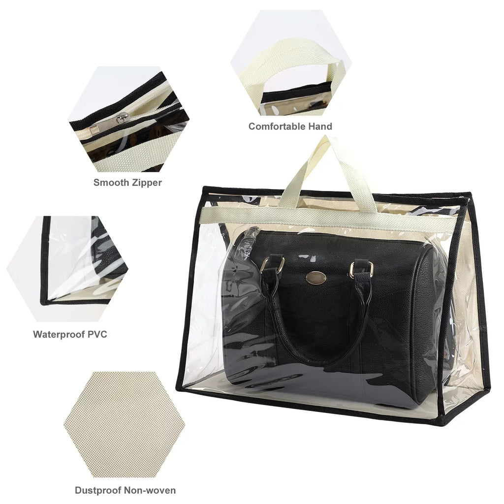 Zipper Handbags, Organizer Storage, Storage Handles for Hanging Purse Pcs Organizer Clear 3 with Closet, Cover for Purse Closet Dust Bags and Handbag