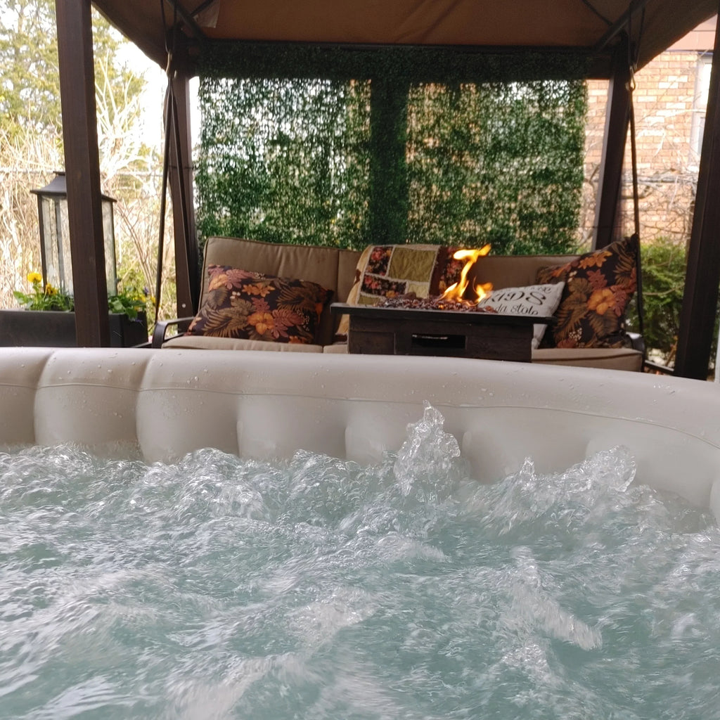 with Inflatable Tub Hot 2 145 Person Jetted Gallon Brown Cover ALEKO Oval