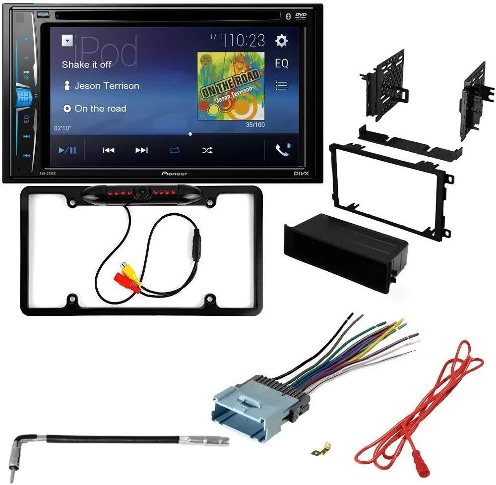 Grand / Kit Pioneer Bluetooth and Camera, AM for Installation DVD Din Stereo - Bundle with Backup Kit Double Car Multimedia Mounting Touchscreen, KIT2416 2001-2005 Pontiac Dash