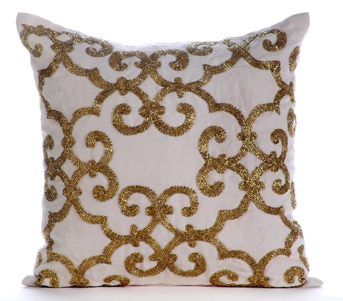 Pillow - Modern Gold For cm), Chair, Damask, Easter Pack Gold Encrusted Cushion of Euro Shams, European The (65x65 2, inch Euro Size Pillow 26x26 ShamCovers Linen HomeCentric Shams Cover